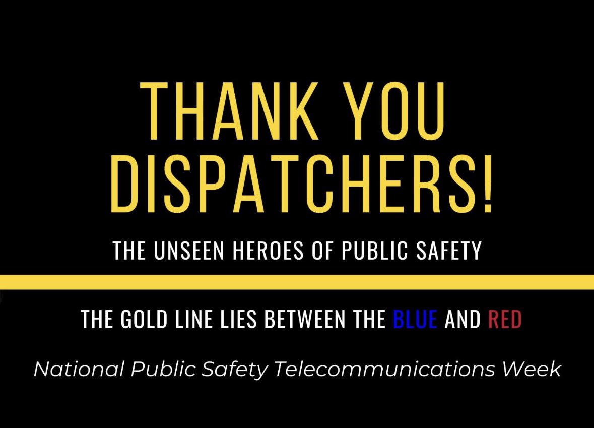 Happy National Public Safety Telecommunicators Week!! Thank you for always having our backs! God Bless #thenervecenter