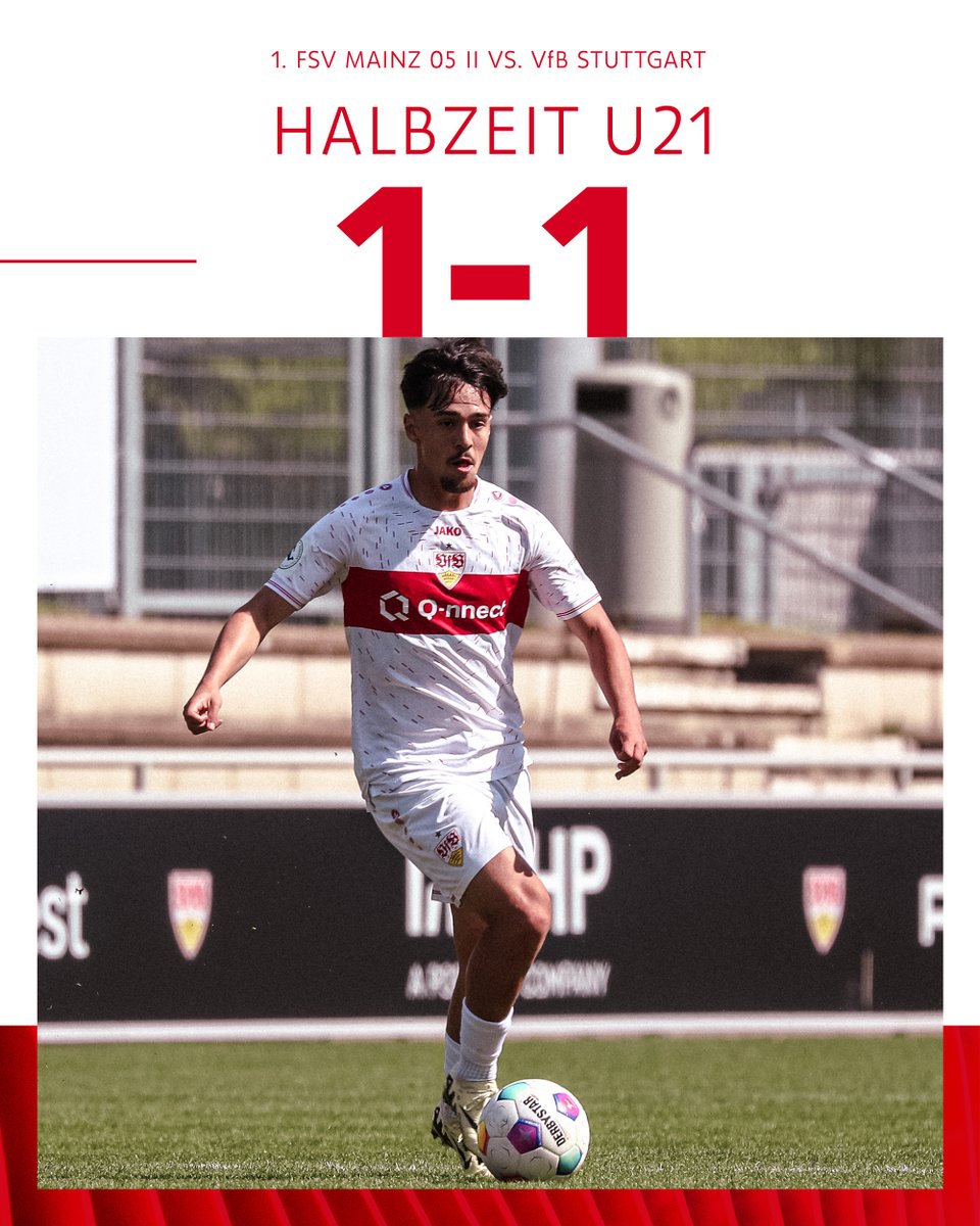Ärgerlich! Die #VfBU21 ist beim 1. FSV Mainz 05 II die bessere Mannschaft und erzielte durch Dejan Galjen auch die verdiente Führung, geht aber wegen eines Missverständnisses kurz vor der Pause nur mit einem 1:1 in die Kabine. Da ist noch mehr drin, Männer! #jungundwild