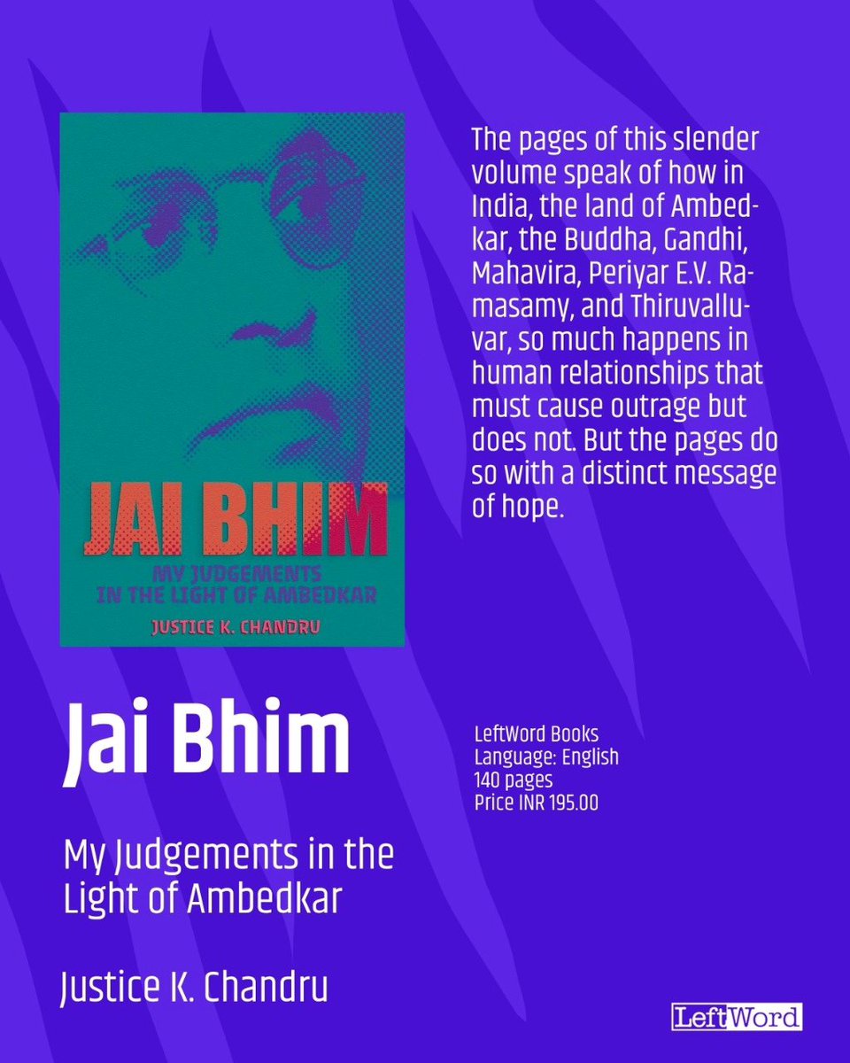 LeftWordBooks's tweet photo. On Ambedkar Jayanti we present to you another great book by LeftWord 'Jai Bhim' by Justice K. Chandru.
#brambedkar #ambedkarjayanti #babasaheb #jaibhim #justicechandru #leftwordbooks https://t.co/yOZlO9NqSd
