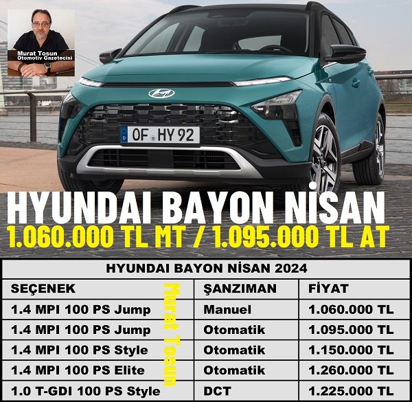 Yerli Üretim Hyundai Bayon Nisan 2024 Fiyat Listesi Nasıl? Küçük Sınıf SUV kaç paraya satılıyor?