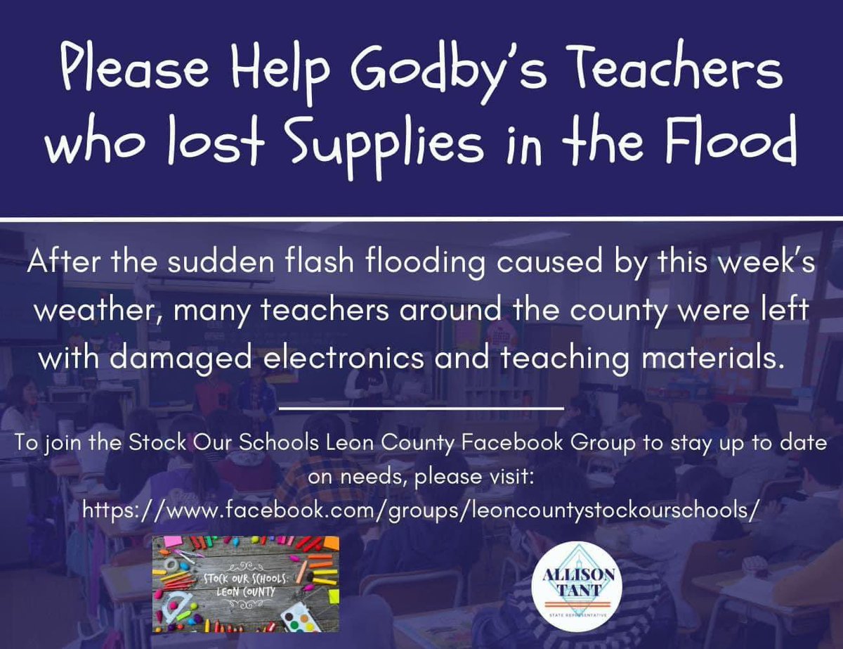 Teachers are most in need of surge protectors for electronics along with printer paper and composition books. I'll be at RedEye in the morning 9-11 for mobile ofc hrs. Drop by with your donation and I'll get it to Godby for you.