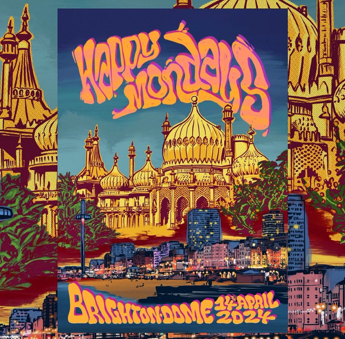 The last show of the #HappyMondays ‘Been There Done That’ #tour is tonight in #BRIGHTON!!! 😎🎙️🕺🏻🎸🥳🪇🎉💛 Tonight’s numbered limited edition poster designed by TCB + Cush One and signed by Shaun and Bez will be available on the merch stand. Only 25 available!!! #LiveMusic