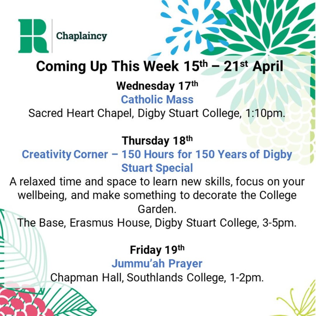 RoehamptonChaplaincy (@RoeChaplaincy) on Twitter photo 2024-04-14 13:00:08