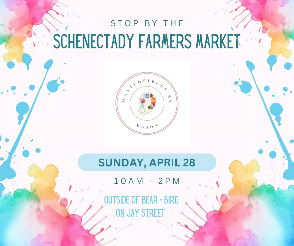 Happy Sunday ✨ 

We are 2 weeks away from the #Schenectady Farmers Market!

Stop by & check out Masterpieces By Mason outside of Bear + Bird on Jay Street! 

#farmersmarket #schenectady #newyork #etsy #etsyseller #artist #supportlocalartists #shoplocal