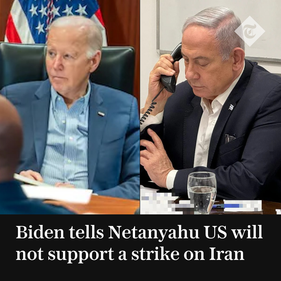 🇺🇸🇮🇱 Joe Biden reportedly warned Benjamin Netanyahu that the US will not participate in any Israeli counter-attacks against Iran. Read more: telegraph.co.uk/world-news/202…