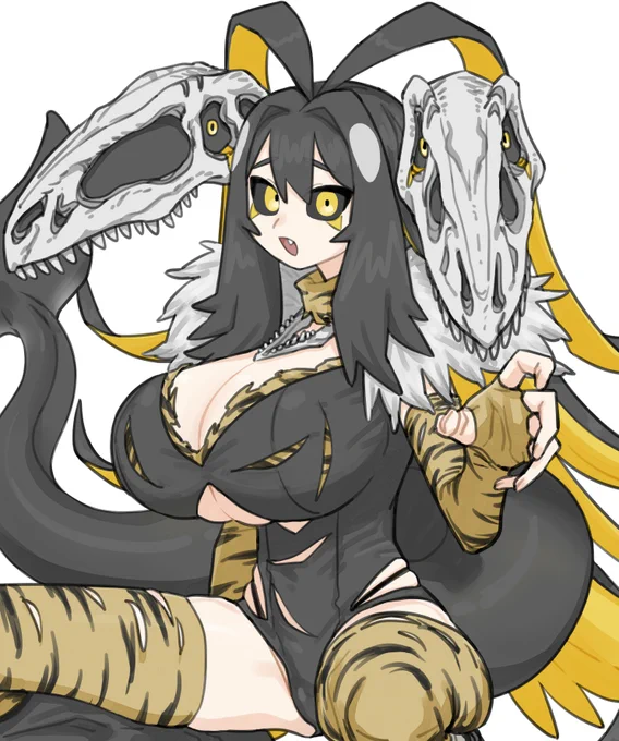 Skebでリクエストをいただいたまたんごむのオリキャラ、オルカギガノトサウルスニンゲンちゃんですでかい 