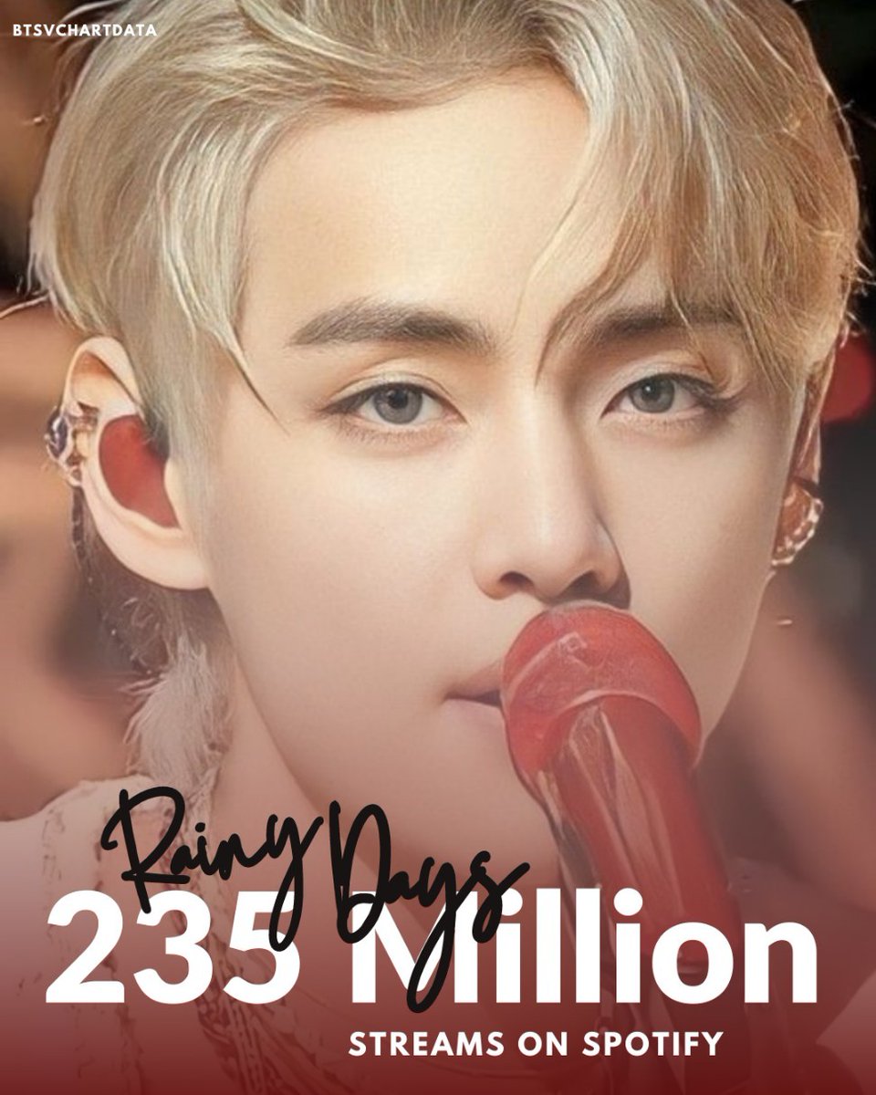 Rainy Days by V has surpassed 235,000,000 streams on Spotify!