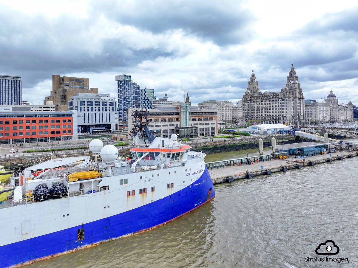 SW Amundsen seismic survey vessel docked at Cruise Liverpool @YOLiverpool @angiesliverpool @realrobinjmac65 @tonymc39 #shearwater #amundsen #surveyvessel #mersey