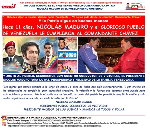 “… Ustedes elijan a Nicolás Maduro como Presidente… Yo se los pido desde mi corazón”: Comandante Hugo Chávez. Y la Patria sigue en buenas manos:fidelernestovasquez.wordpress.com/2024/04/14/ust… @FidelVsquezPSUV @FidelVasquzPSUV @NicolasMaduro @taniapsuv @dcabellor #DaleConMaduro #14Abr