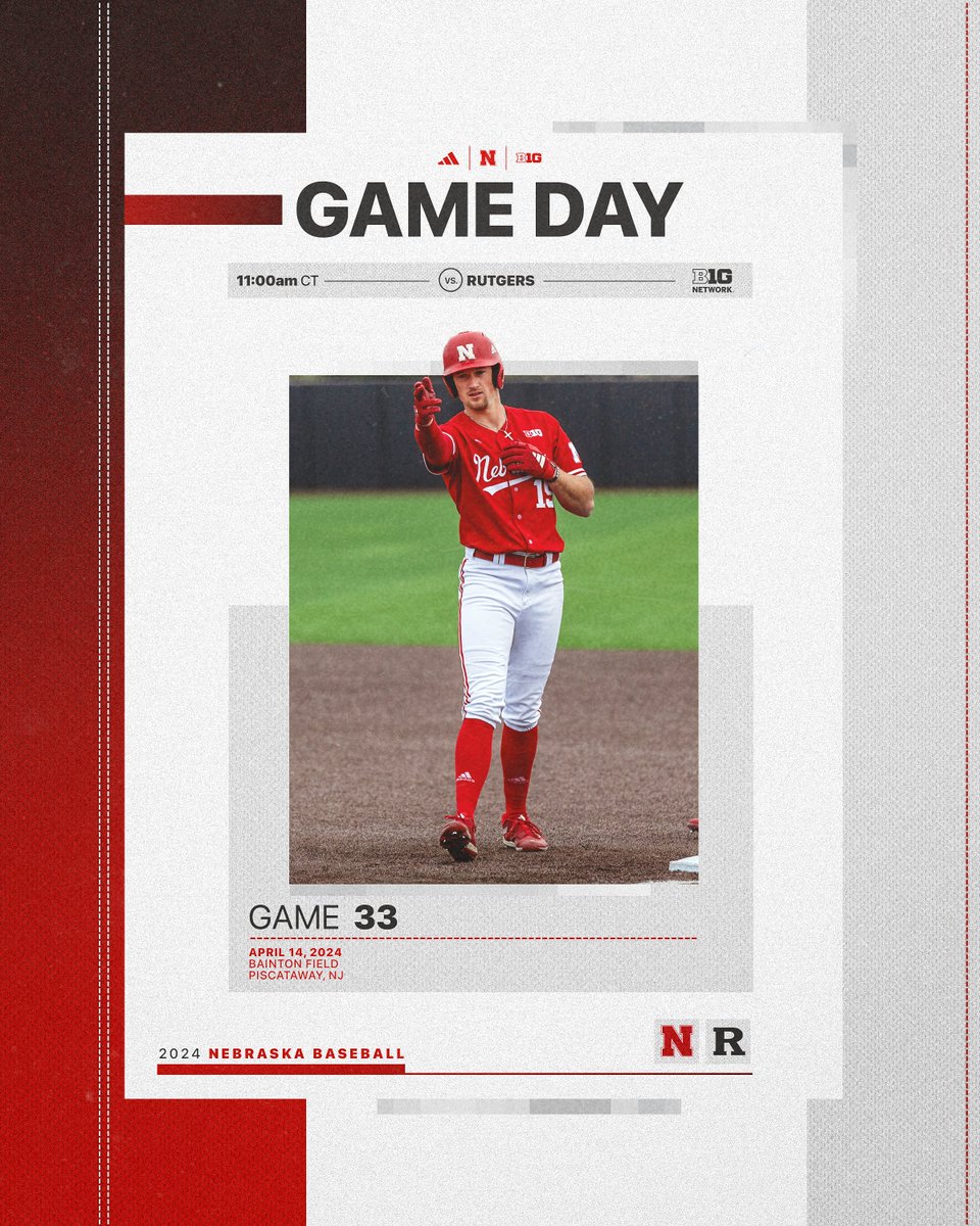 Series at stake. 🆚: Rutgers 📍: Piscataway, NJ ⌚️: 11:00am CT 📺: @BigTenNetwork 📻: @HuskersRadio