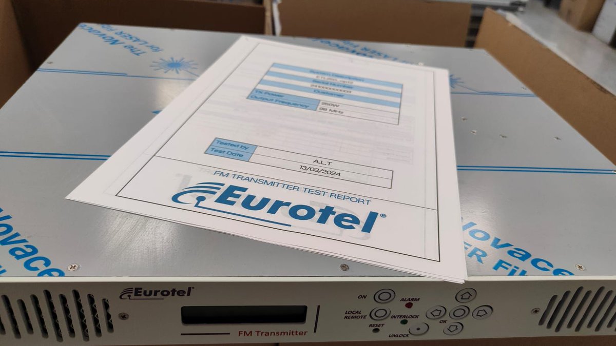 🌟 Final Test is the most important moment on the production chain before be ready for dispatch

💙 Feel the privilege of having an EUROTEL. 

💵 Excellent broadcasting signature at competitive prices

🤝 Contact us: sales@eurotel.tv

🌎 Shipping Worldwide 

#eurotel  #fm #tv