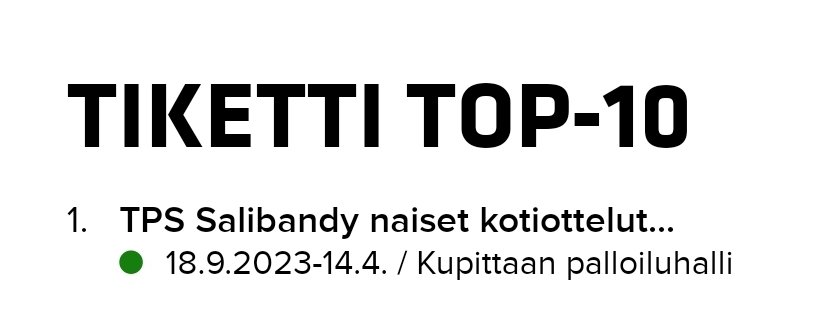 Tiketin Top1 tapahtuma 🔥 ‼️6.finaali 🕟16.30 🏛Kupittaan palloiluhalli 🎟tiketti.fi/tps #TPSsalibandy #TKOMV #salibandy #fliiga #floorball #innebandy #Turku