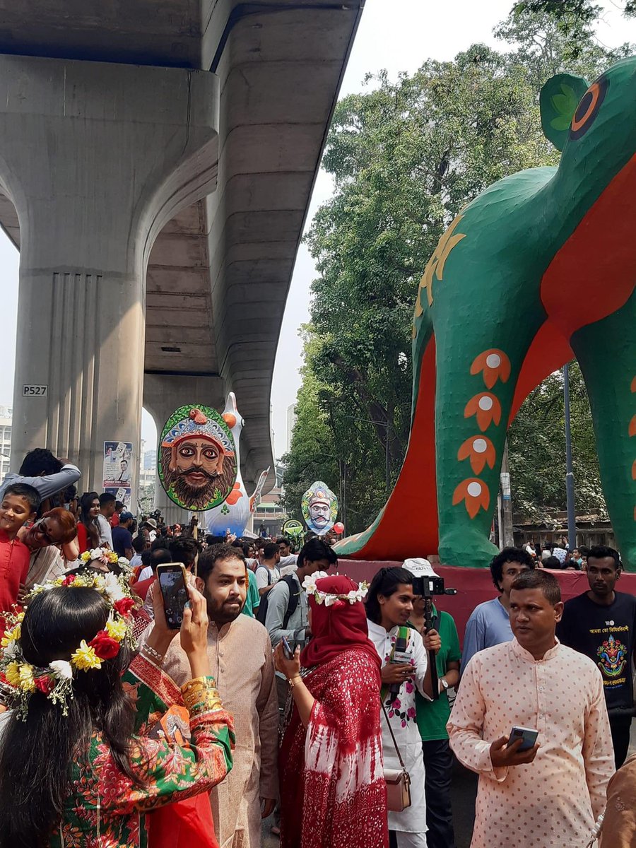 #Bangladesh celebrated the beginning of the #BanglaNewYear today across the country. The Mangal Shovajatra pictured here is one of the elements of Intangible Cultural Heritage declared by @unesco.