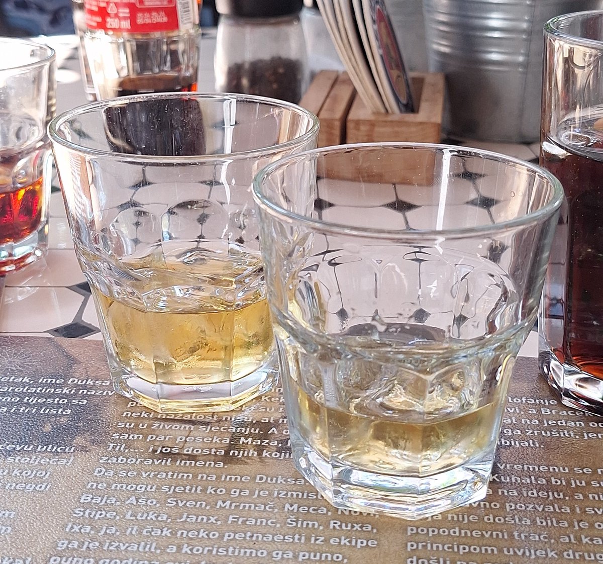 so much about needing a shot jfjdhf we went into a restaurant and the waitress accidentally brought two ballantines hdhshd