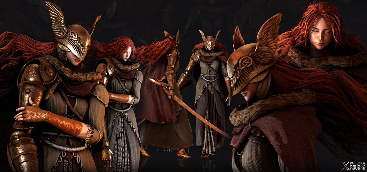 Malenia 3D model I made for fun, made her the way I think she looked before the Scarlet Rot against Radahn🪷

(Closed her eyes in reference to the trailers showing her fighting with closed eyes under her helmet as she apparently always was blind)

#ELDENRING