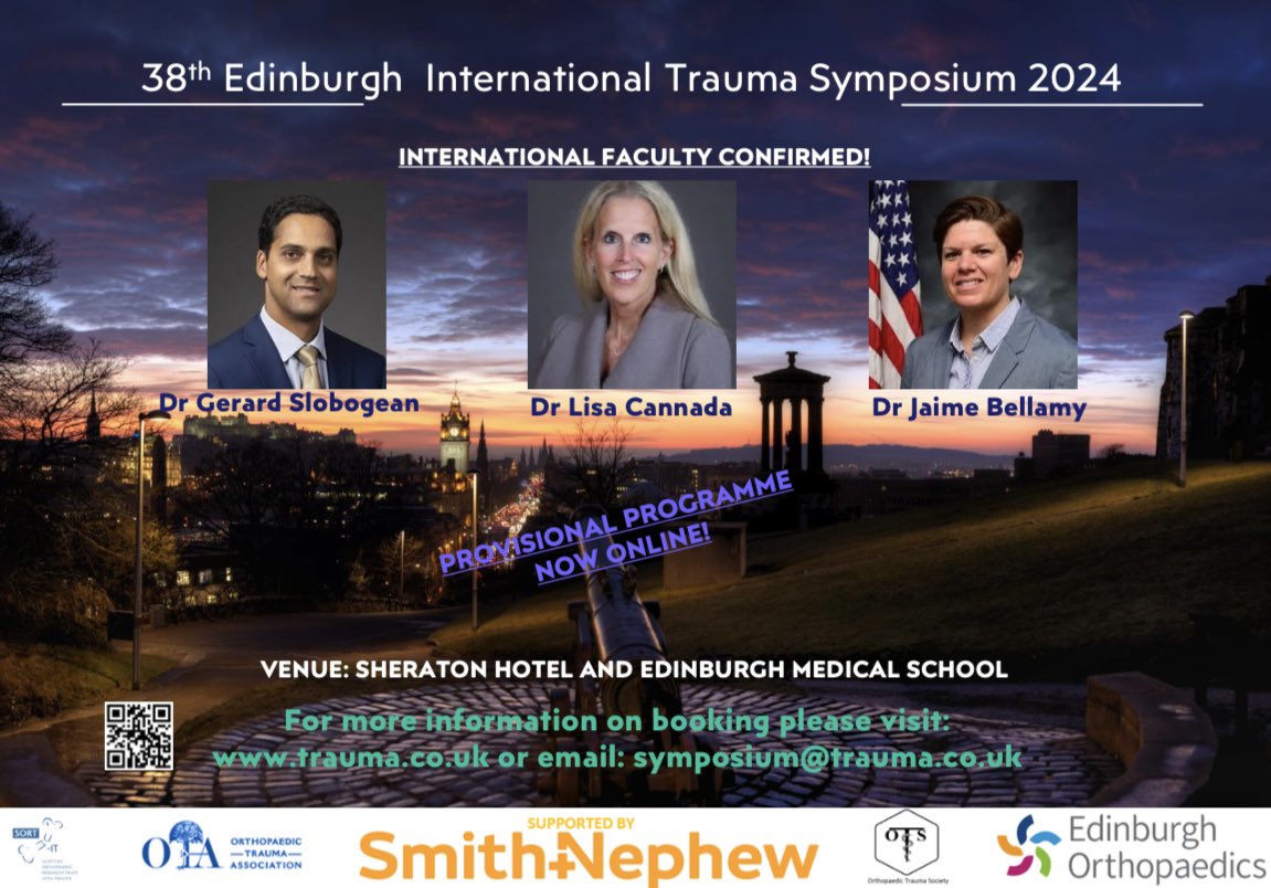 Introducing our international faculty for the Edinburgh International Trauma Symposium 2024 💪 🤩 Book now 👇 trauma.co.uk/product-catego… #orthotwitter #EITS2024