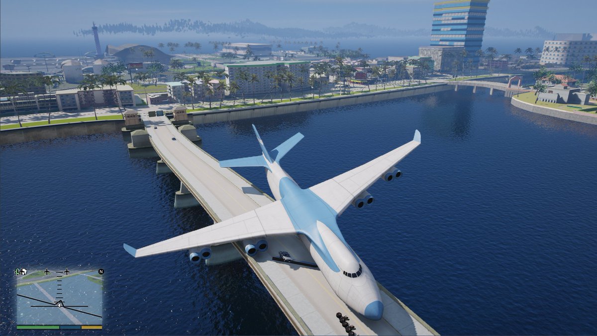 Size comparison of the #GTAV Cargo Plane vs Vice City bridge 🤣