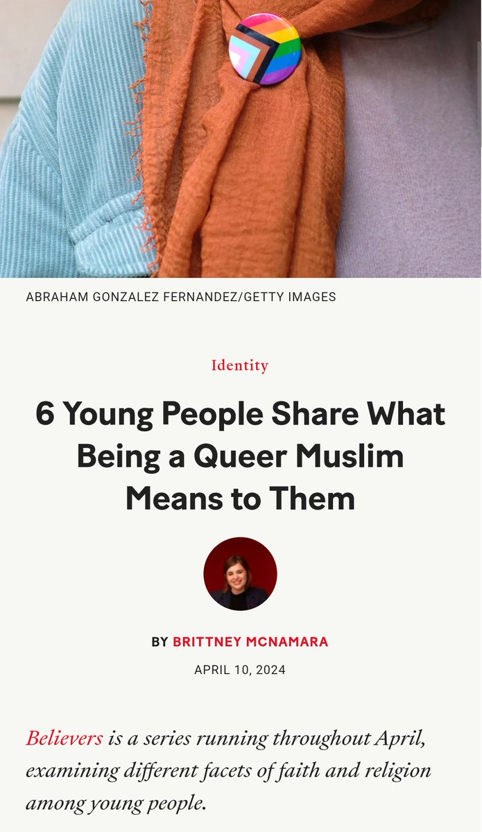 'Queer Muslim' That's a contradiction if I've ever heard one. The Left treats Muslims like purse puppies. Even the most Westernized Muslim countries like Morocco ban Homosexuality with a 3 to 5 year long prison sentence. teenvogue.com/story/6-young-…