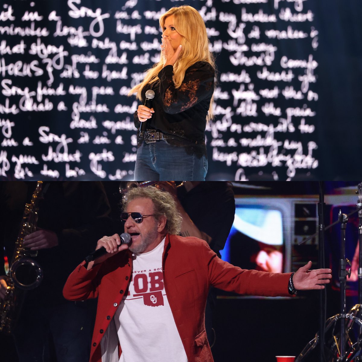 What could make a Texas boy rep Okie gear? A Toby Keith tribute, of course! Rockstar @sammyhagar reacts to participating in the special + @trishayearwood won the brand-new June Carter Cash Humanitarian Award- and she has some delicious tricks up her sleeve 😋🌯 Flip to @CMT now!