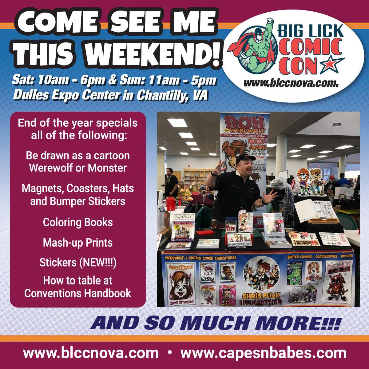 capesnbabes's tweet photo. Today is the last dat to catch me at the Big Lick NOVA show at the Dulles Expo Center. I will be there all day today until 5:00pm! Hope to see you there! AWWWOOOoooOOOooOOOOOooooOOO!!! https://t.co/djPQB09no3