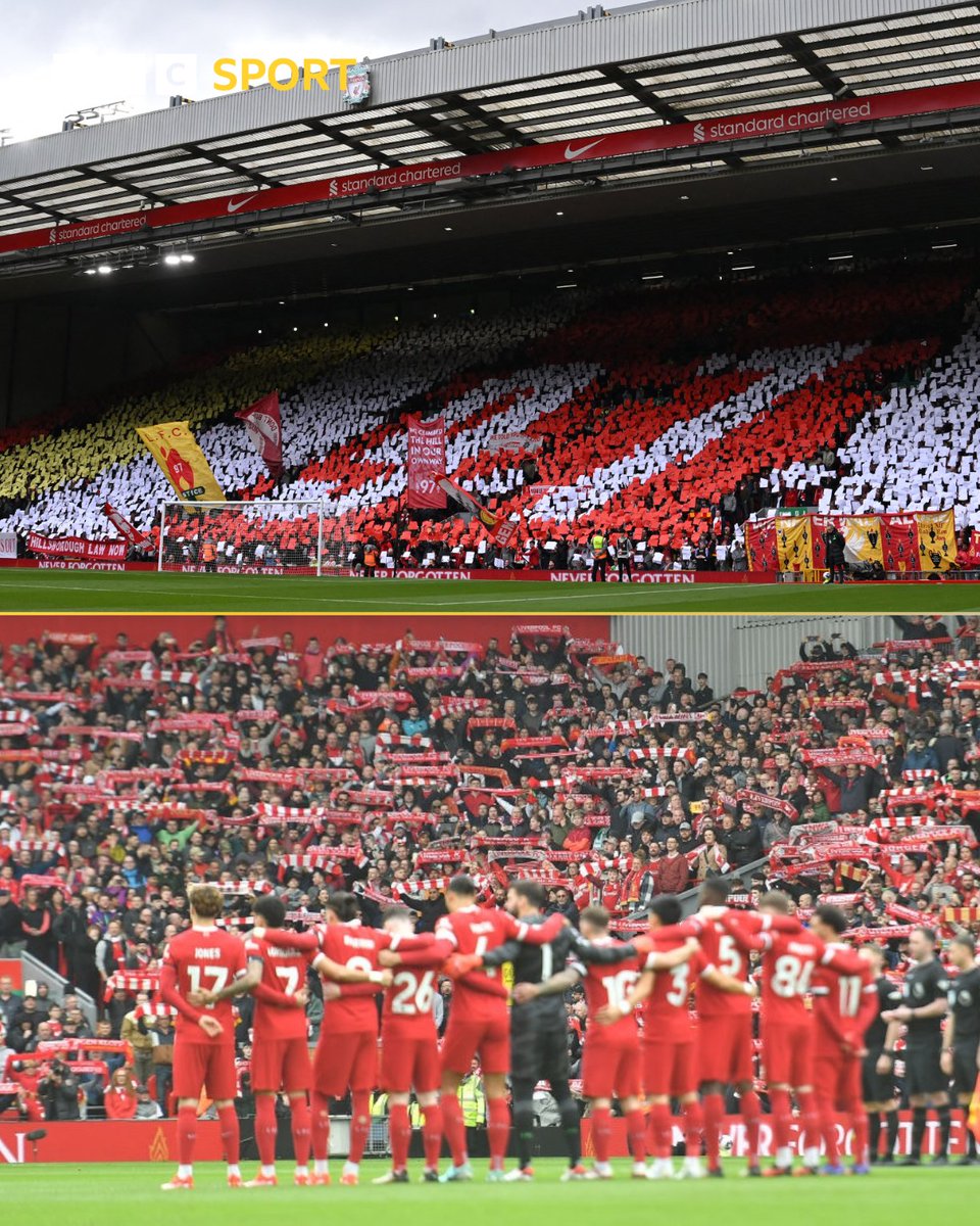 Tomorrow marks the 35 years since the Hillsborough disaster An impeccably observed silence at Anfield with a special display on the Kop.