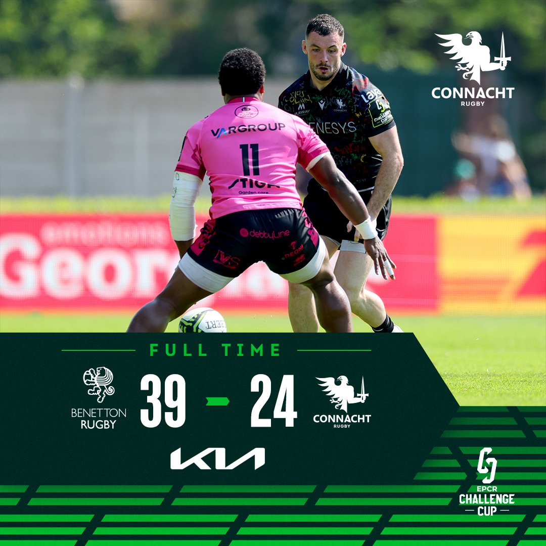 Our Challenge Cup journey ends in Italy.

A massive thank you to all the travelling support today and the previous two weeks 💚

#BENvCON | #ChallengeCupRugby