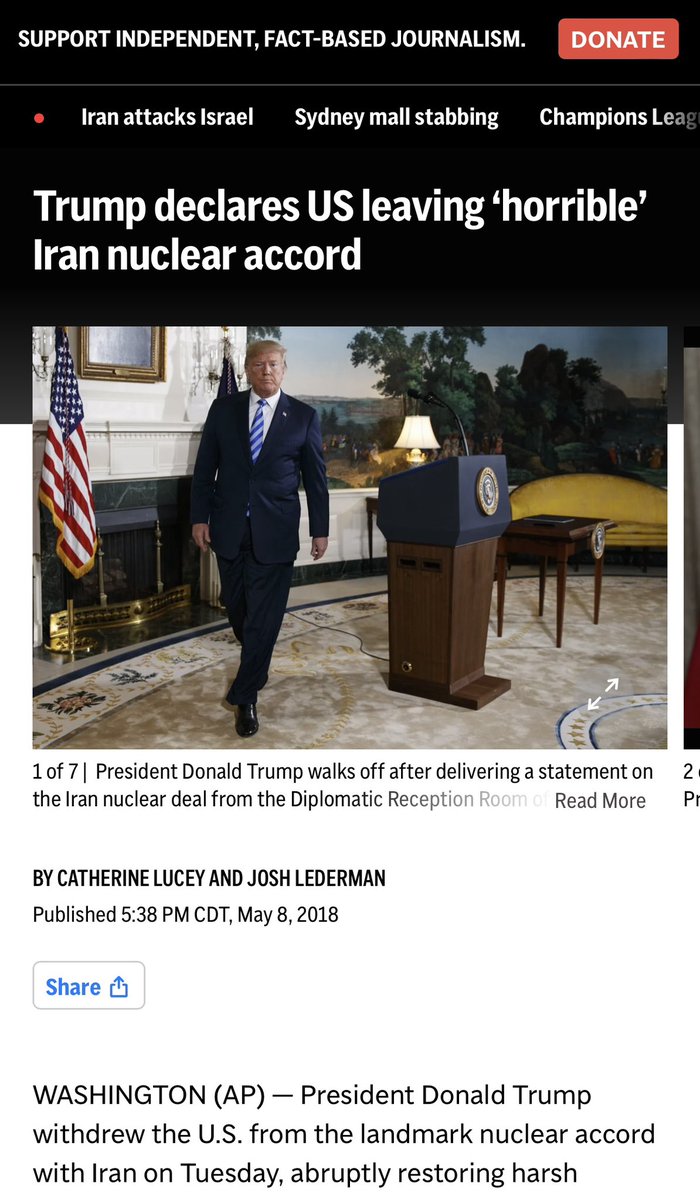 @AdamKinzinger And which President exited the nuclear accord with Iran? That would be Trump. apnews.com/article/north-…