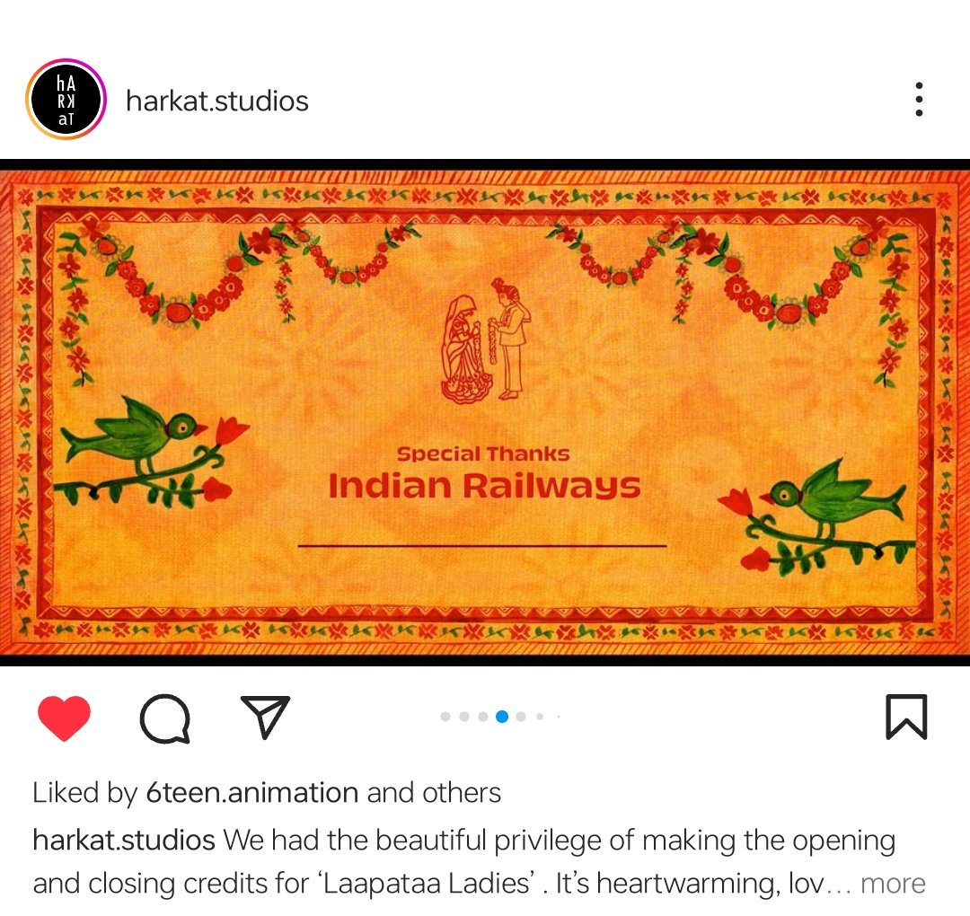 Late to this 'breath of fresh air' film but yes, 
it's a khoobsurat logon ki banayi behad khoobsurat kahani ♥️ May Kiran Rao's vision to make this film accessible at grassroot level become a reality, asap ✨

Also, s/o to Harkat Studios for their unmissable credit artwork :)