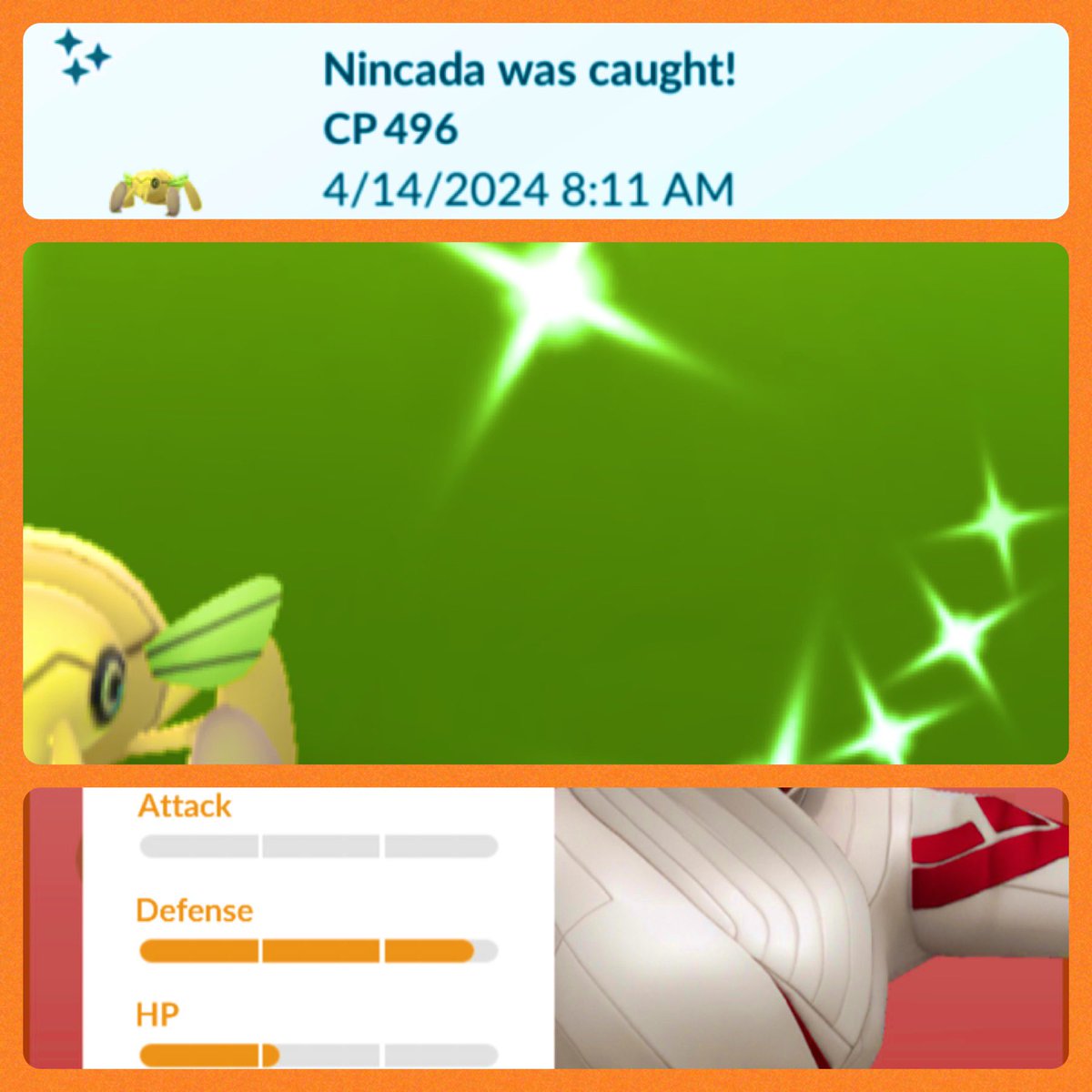 ✨#ShinyNINCADA✨

✨🍀 SHHYUUUP! 🍀✨ 🤩

... 👊🏾🐻  GRIND! 
#NINCADA #ShinyPokemon
#ShinyGameIsStrong #OnlyMatterOfTime #ShinyHunter #PokemonGo #PokemonGoApp