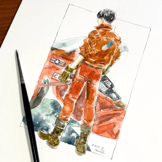 金田さん#一次創作作家のファンアート #AKIRA#透明水彩 #watercolorpainting 