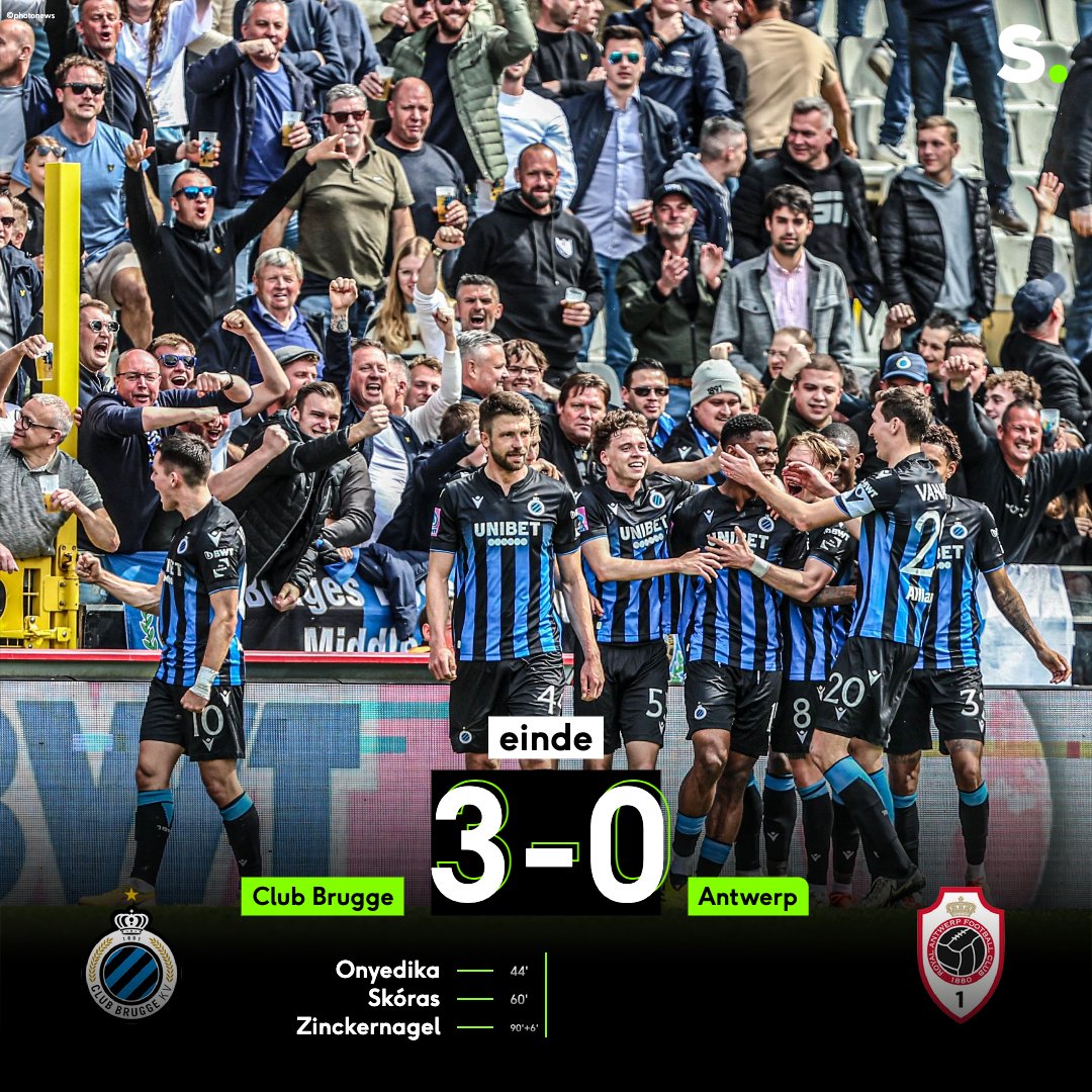 Club Brugge boekt een comfortabele zege tegen Antwerp. sporza.be/nl/matches/voe…