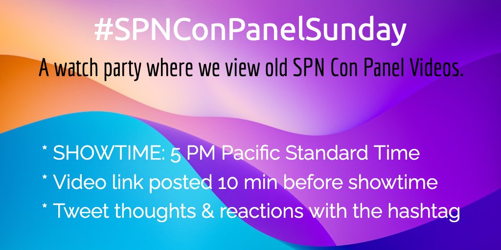 spndeangirl's tweet photo. We'll try & do this later today:
IT'S SPN CON PANEL SUNDAY!
Check UR time against 5pm Pac Time (ignore old date): https://t.co/PGAWU2Ym9a
Please join us! #SPNConPanelSunday #SPNFamily
@SuperWiki|@FangasmSPN|@WinFamBusiness|@WinchesterBros https://t.co/Oj21bUYYuH
