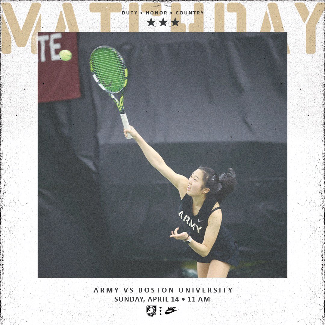 Senior day! Today’s matchup will be played outdoors at the Malek Tennis Courts. 🆚 - Boston University 📍 - West Point, NY ⏰ - 11 AM 📺 - bit.ly/49CJInq 📊 - bit.ly/4aPTMur