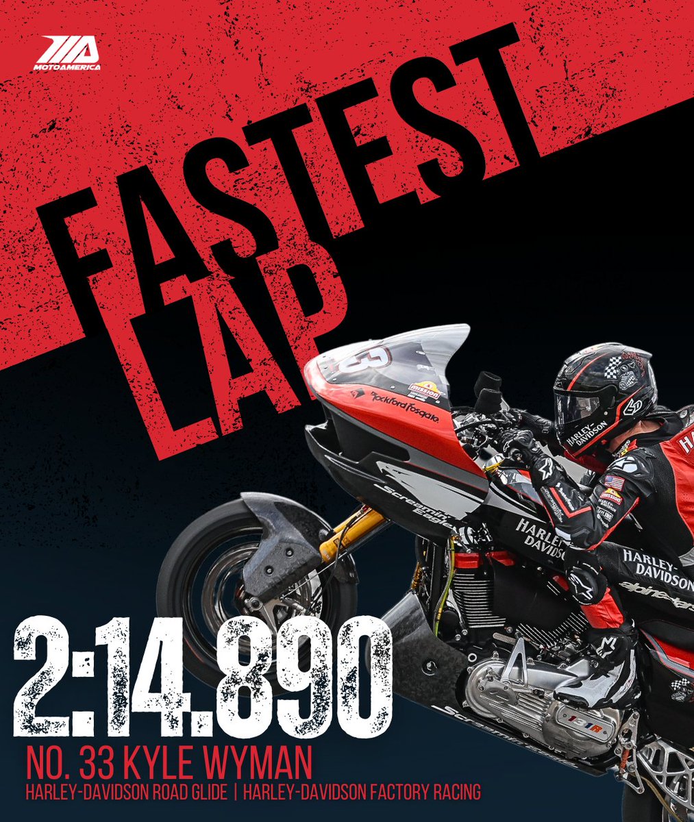 .@KyleWyman set a new track lap record at @COTA for the @MissionFoodsUS King Of The Baggers class. Fastest lap of the weekend! #MotoAmerica | #COTA | #KingOfTheBaggers | #Baggers | @harleydavidson