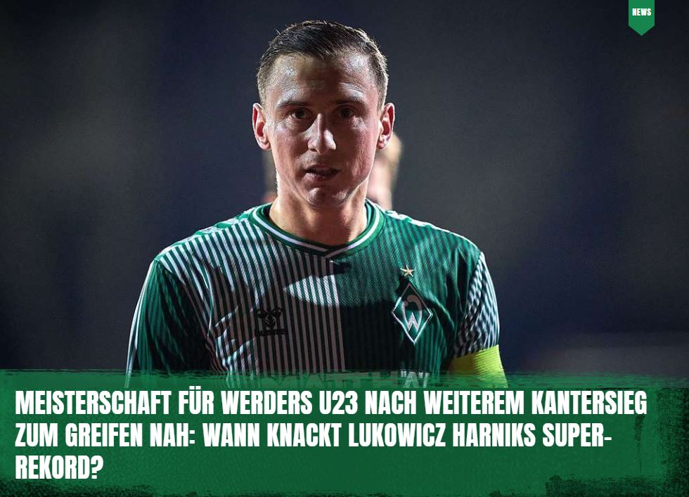 DeichStube's tweet photo. Nächster haushoher Sieg für die #WerderU23! Nun steht die Meisterschaft in der #Bremen-Liga auch rechnerisch unmittelbar bevor - und Stürmer Maik #Lukowicz jagt den Tor-Rekord von Martin #Harnik 👉 https://t.co/O8yWIOR7rG
#Werder https://t.co/b3K4rFAhc3