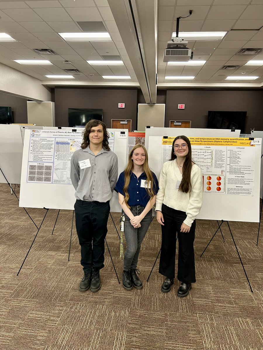 My undergraduate students had the opportunity to present their forensic entomology research at the Arizona-Nevada Academy of Science Annual Meeting. Super proud of Alexandier, Gracie and Kathryn. Well done! @ASUNewCollege