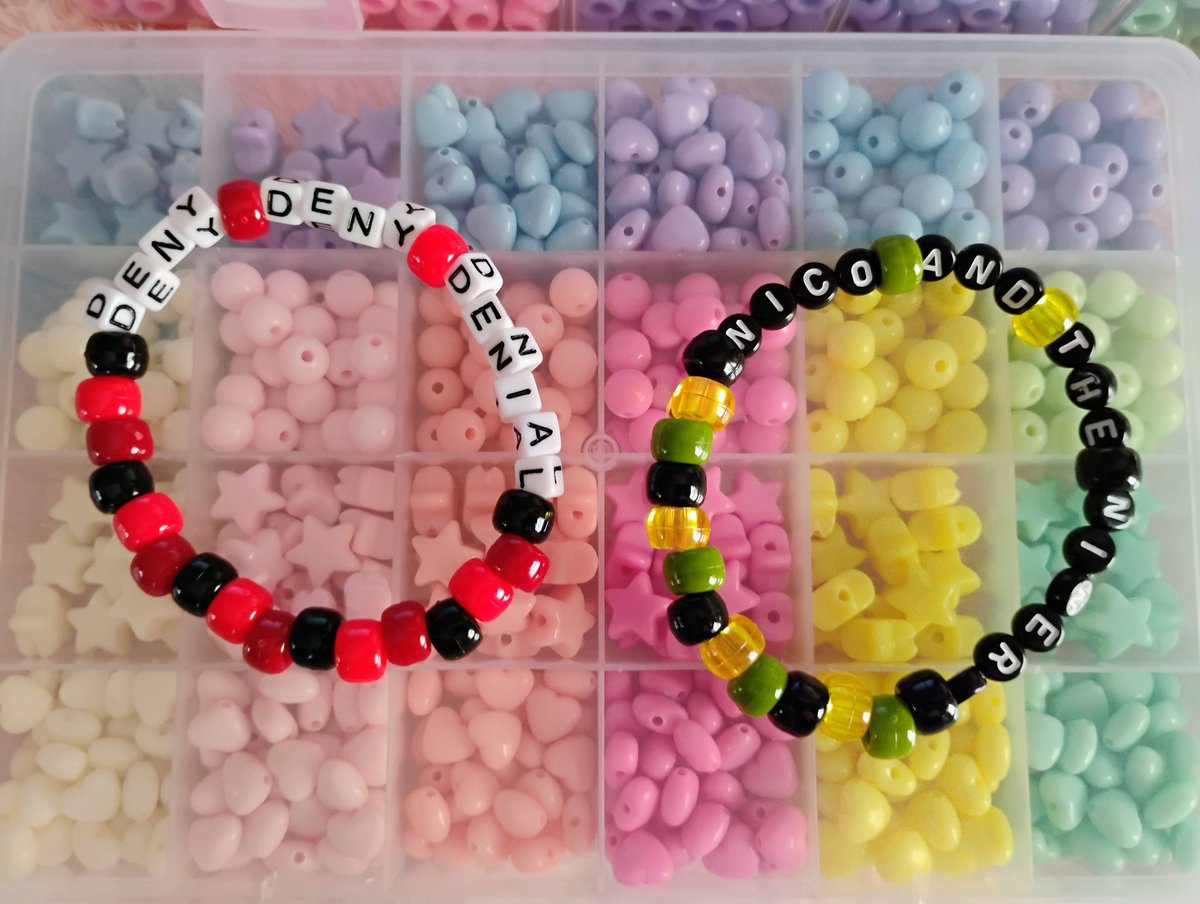 hi 👉👈 i wanted to post some bracelets that ive made for the clancy tour in baltimore so far! i think they're turning out pretty cute :>