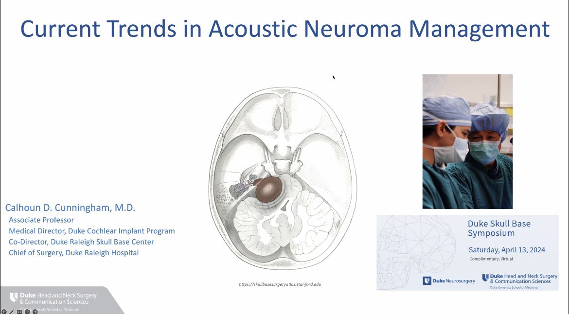 jcollarddebeau's tweet photo. Thank you to @Dukeneurosurg and @DukeMedSchool for an excellent Skull Base Symposium covering skull base defects, acoustic neuromas, and automated tumor resections. https://t.co/gAdYX4ejNZ