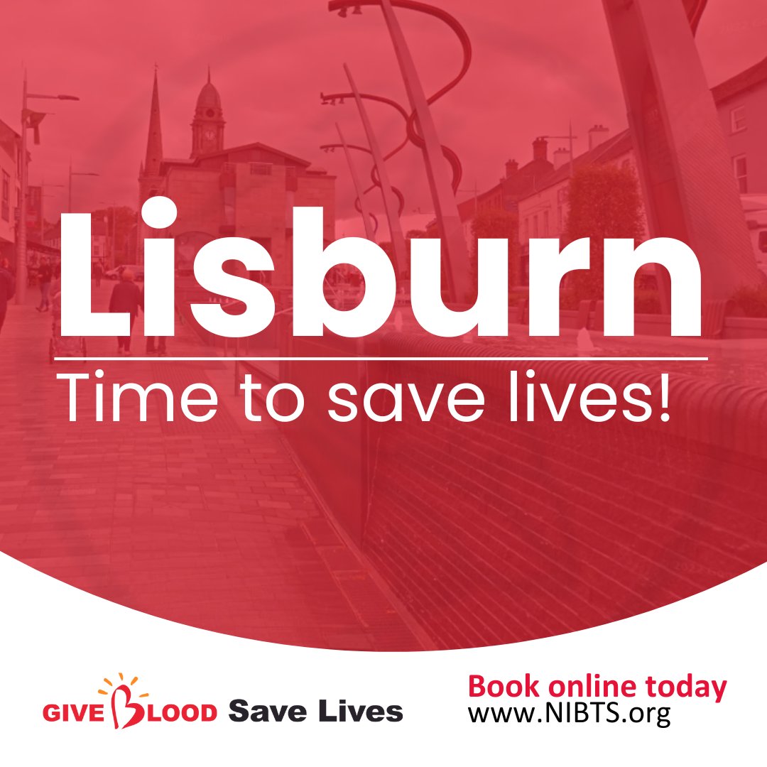 GiveBloodNI's tweet photo. #Lisburn we are back! We had a very successful session last time, let's see if we can beat that! Book your lifesaving appointment for Tuesday or Wednesday and lets save lives! - https://t.co/tlVCbYnhOu 🩸 

#giveblood #blooddonation #lifesaver #northernireland https://t.co/3fxmYHeU5Y