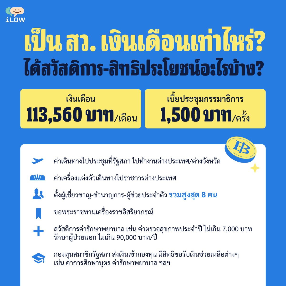 iLawclub's tweet photo. สว. ชุดใหม่ มาด้วยระบบ "เลือกกันเอง" ผู้สมัครที่อายุ 40 ปี+ ที่มีสิทธิโหวต สว. ได้

หากได้เป็น #สว67 นอกจากจะมีอำนาจ เช่น พิจารณากฎหมาย #แก้รัฐธรรมนูญ (แต่ไม่มีอำนาจเลือกนายกฯ แล้ว) ยังได้รับเงินเดือนหลักแสน สวัสดิการ และสิทธิประโยชน์แบบจุกๆ

📌อ่านเพิ่ม https://t.co/5wNGz51Wy0 https://t.co/0hl7urDMYz