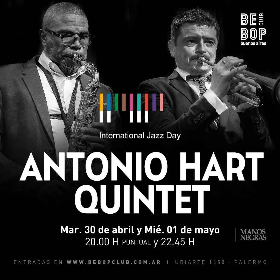 LMarianotrumpet's tweet photo. ATENCIÓN! Vuelve el gran Antonio Hart a @bebopclub para celebrar el @IntlJazzDay en Buenos Aires! 
No te pierdas a este gran Maestro! 
Tickets en: https://t.co/feic18den5 
#Jazz #BUENOSAIRES #JazzDay https://t.co/nF6HYdKXjS