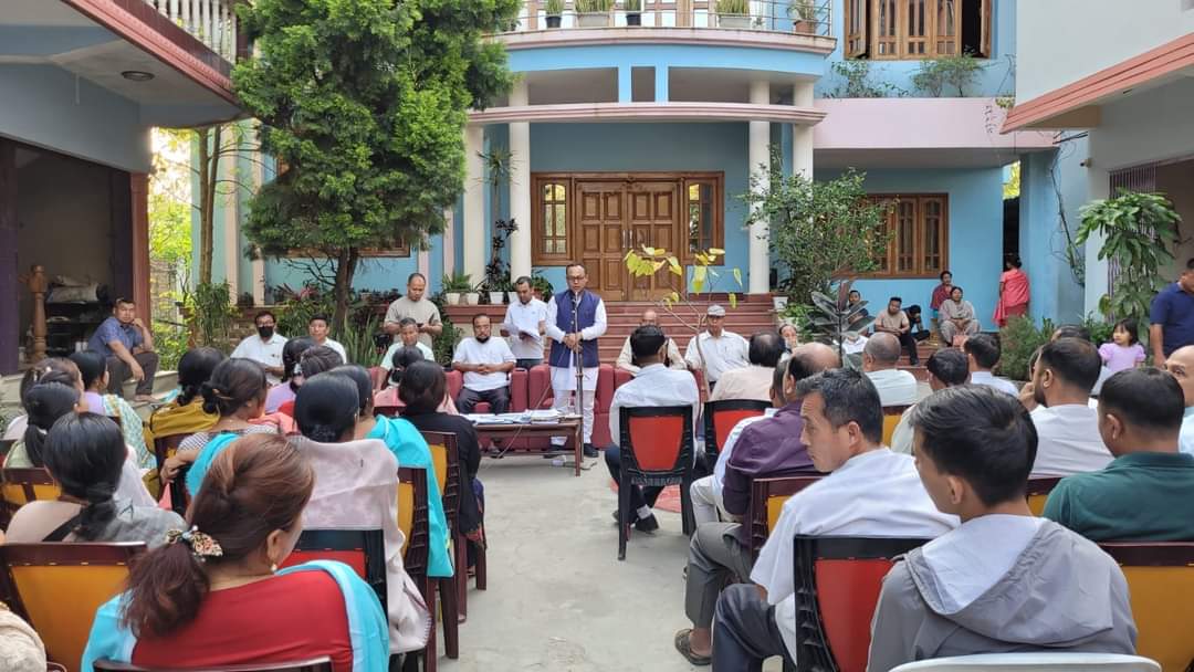 An interaction programme with the leaders of the Wangkhem Block Congress Committee for the ensuing 18th Lok Sabha Election for Dr.@Bimol_Akoijam candidate Inner Manipur Parliamentary was held today at the residence of Shri @meghachandra_k,Hon'ble President, Manipur PCC.