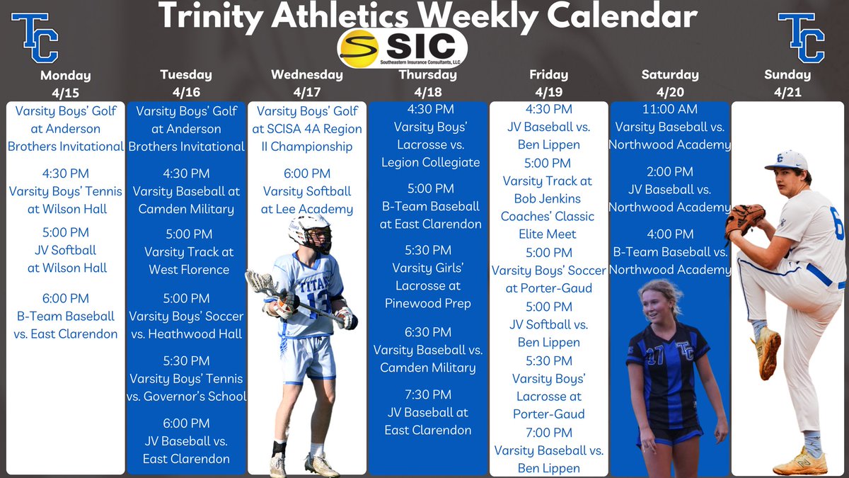 Another great week of Titan athletics coming up, including region championship play for golf on Wednesday and senior night for baseball on Thursday. Come out and cheer on the Titans! #TitanTough