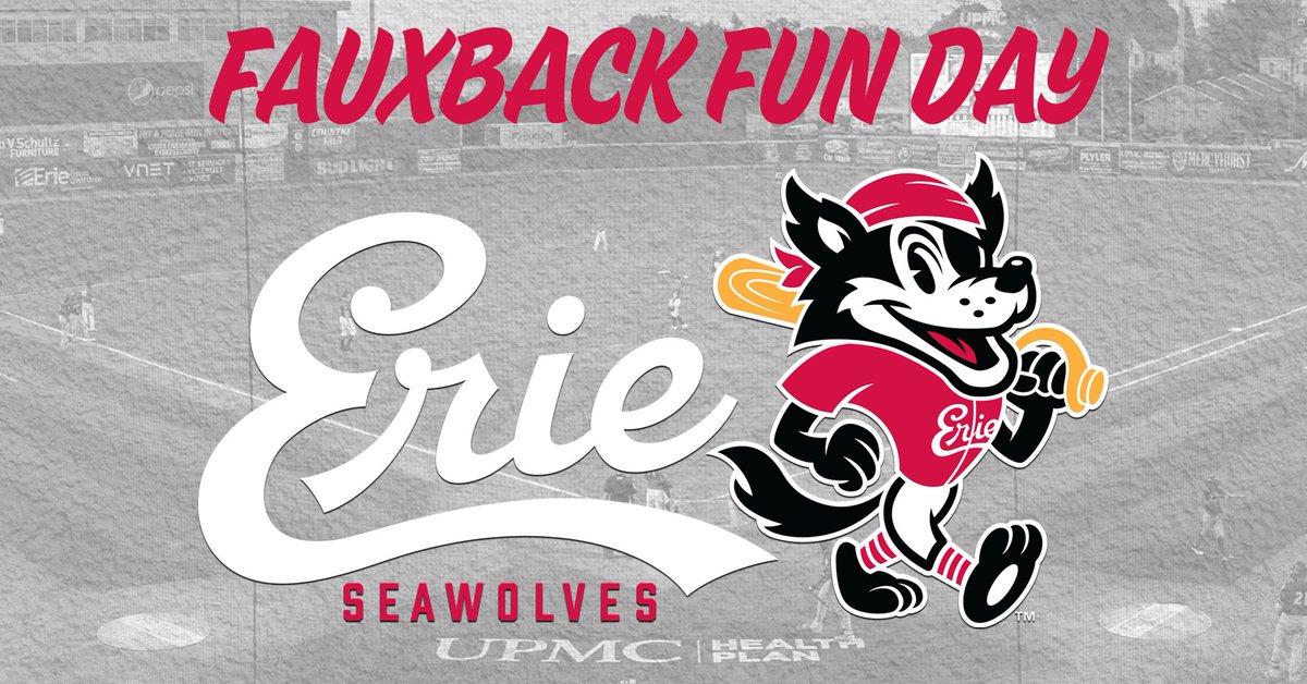 Today is the first Fauxback Fun Day of the season! Gates open at 12:30 p.m. and the SeaWolves take on the Rumble Ponies at 1:35 p.m. Tix: milb.com/erie/tickets/s…