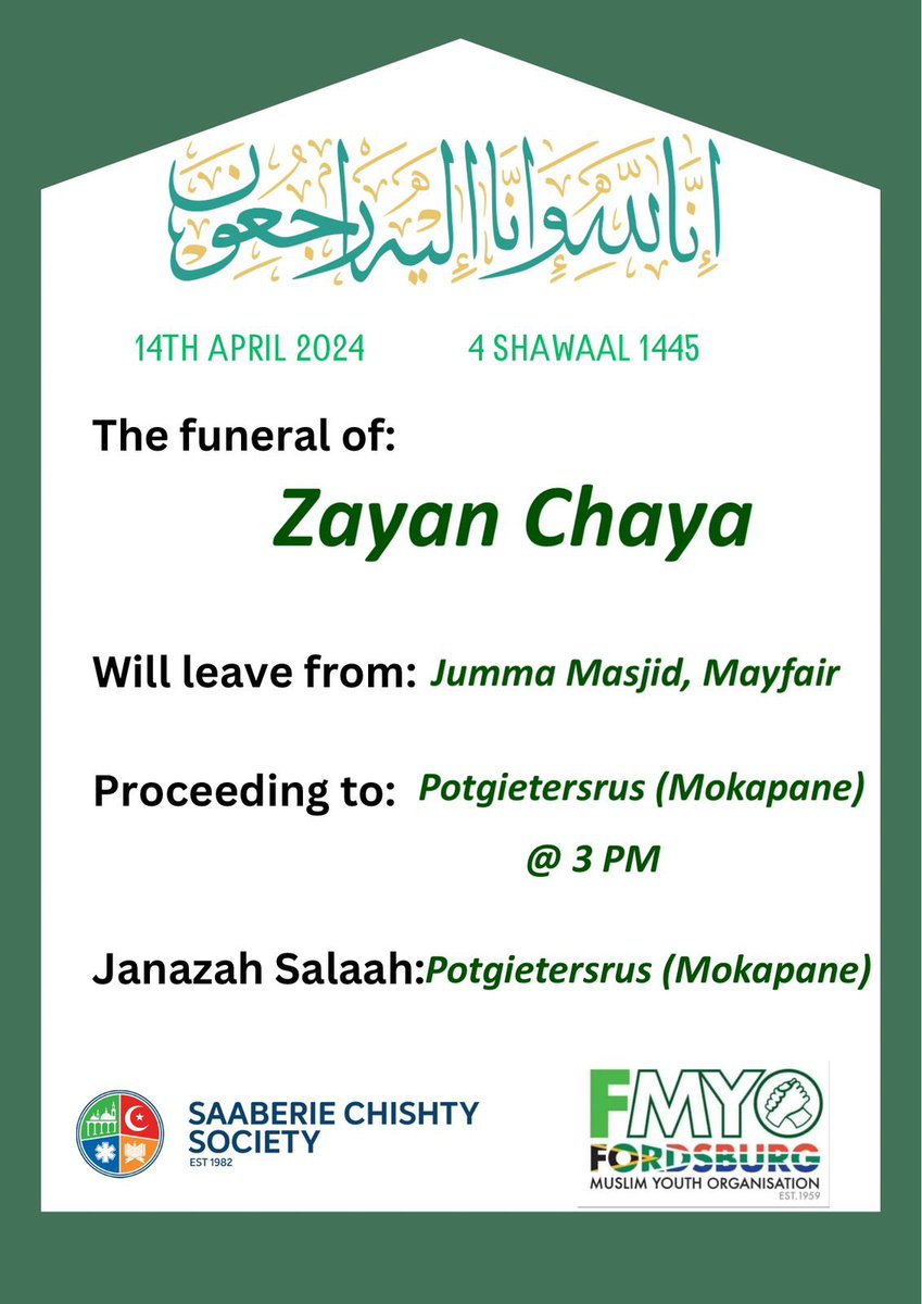 Funeral details.