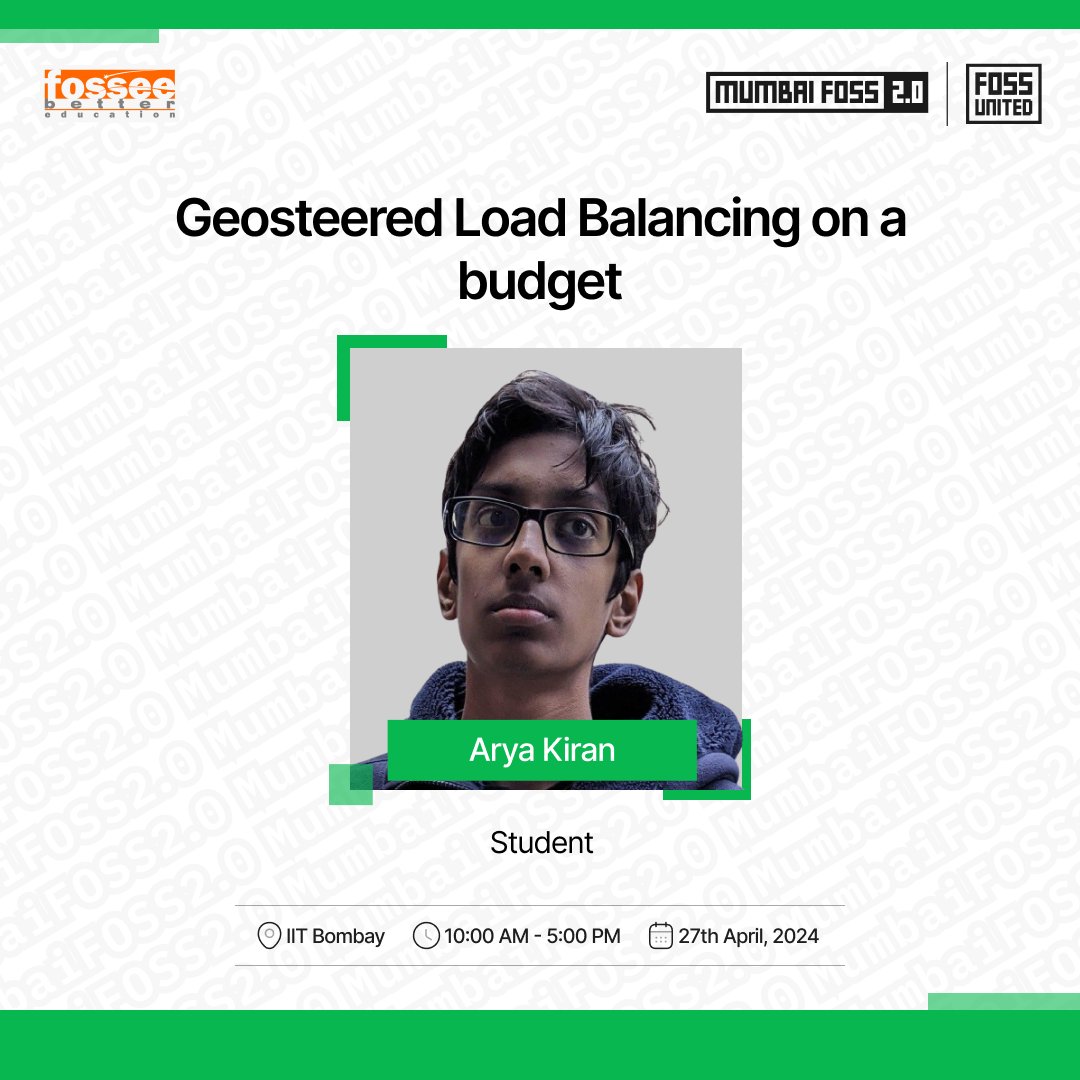 MumbaiFOSS's tweet image. Excited to announce our next speaker, Arya Kiran, a Student passionate about FOSS! 🚀

Arya will be giving a talk about how he achieved  Geosteered Load Balancing on a small budget ✨

Don&apos;t miss the opportunity to be part of the excitement!
🎟️indiafoss.net/Mumbai/2024
#MumbaiFOSS