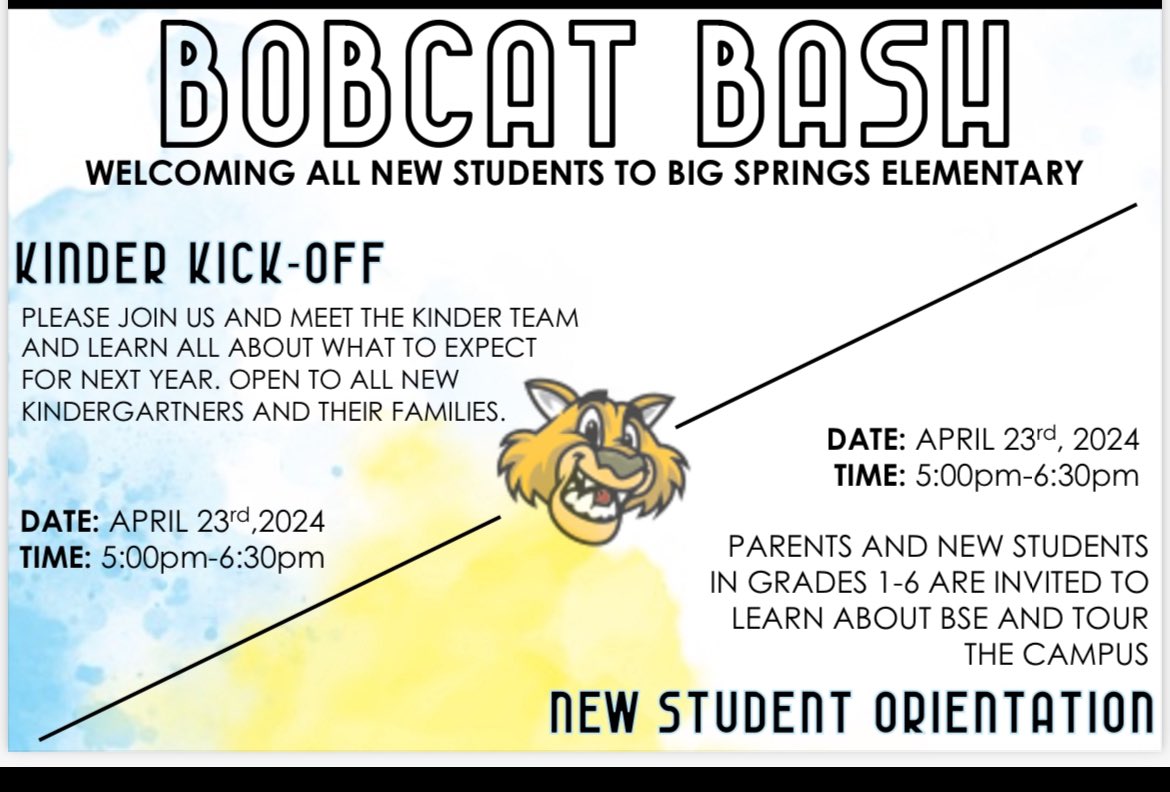 24-25 New Student Orientation /Kinder KickOff April 23rd. Come take a tour and learn about BSE.