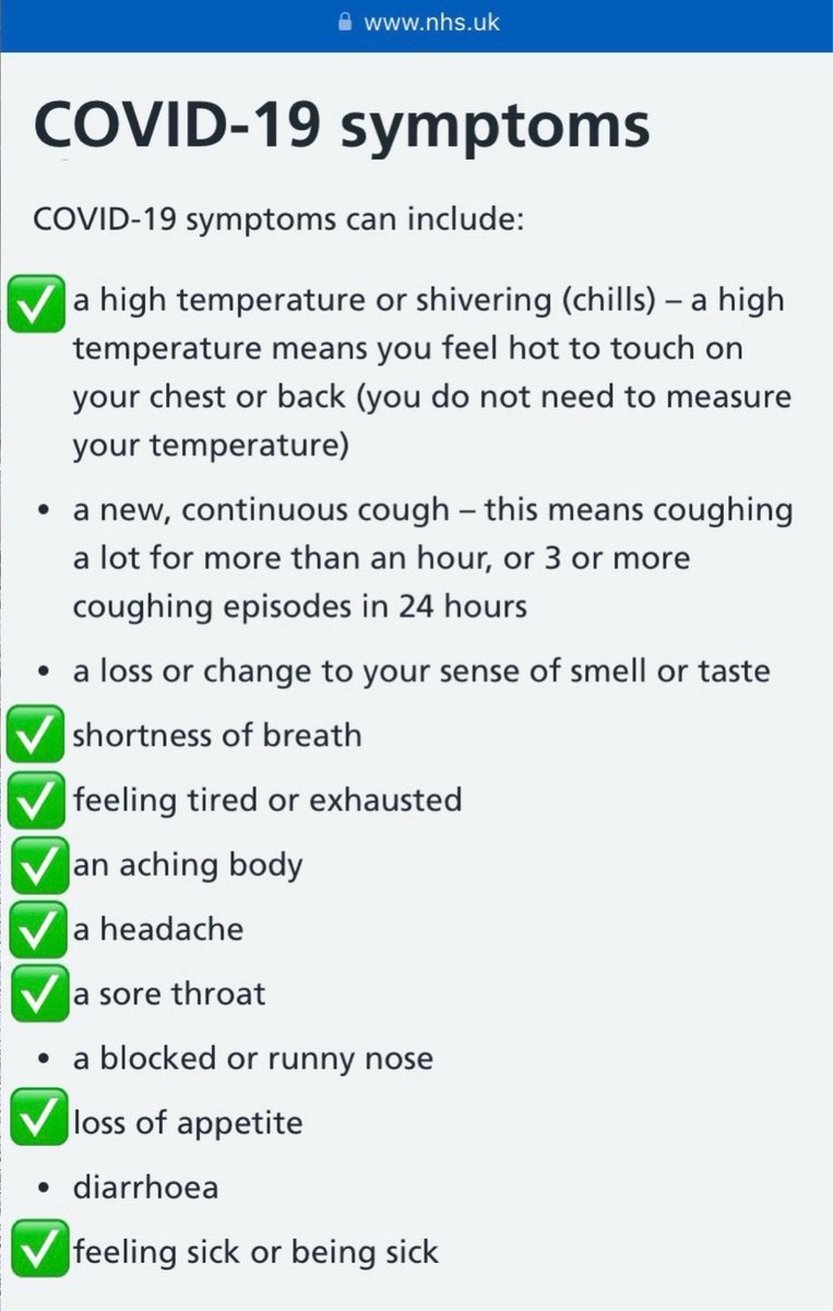 My friend was recently admitted to hospital. I told her to make sure she got a Covid test asap as she’s eligible for antivirals. The dr refused to test her, despite her having classic symptoms. I created this tick list of her symptoms to show to the dr. Eventually he agreed…