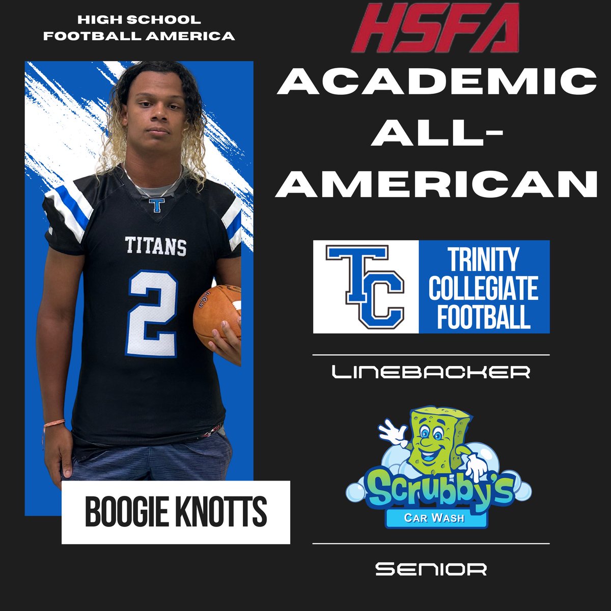 Senior linebacker and 2-sport athlete @BoogieKnotts is also a @HSFBamerica Academic All-American. Congrats to Boogie! #RecruitTCS