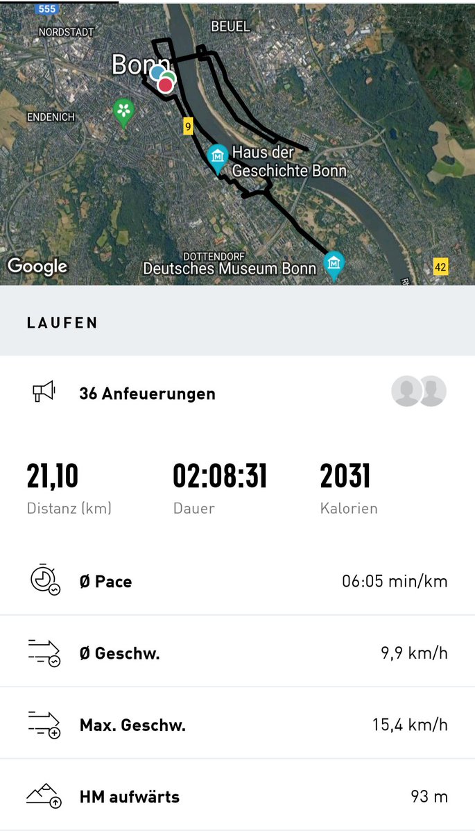 EhmkeWolf's tweet photo. Post - Halbmarathon in Bonn. Immer wieder schön auch wenn es mein langsamster war. Aber mach der Lauf-Pause bin ich sehr zufrieden. Der 5km Parkrun in der Rheinaue hat das schöne Wochenende abgerundet. 
#nevernotrunning #halbmarathon https://t.co/rZcatsXEZO